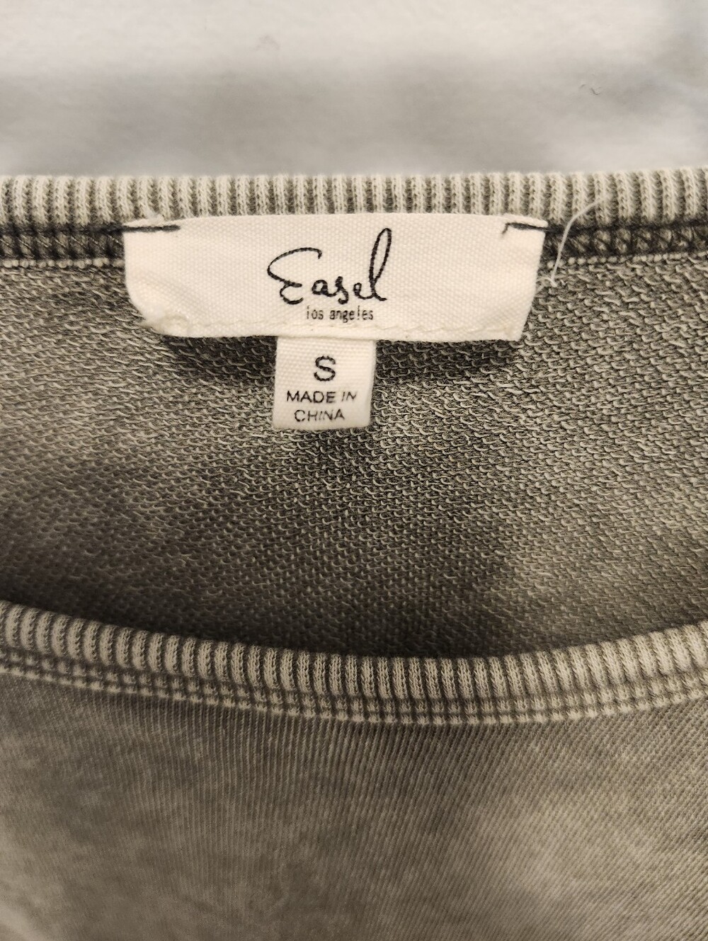 Easel Mineral Washed Olive Green Oversized Crewneck Sweatshirt - Picture 3 of 5